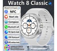 2025 nouveau pour Galaxy montre 8 classique montre intelligente hommes GPS NFC Bluetooth appel 47mm AMOLED Fitness Sport Tracker santé montre intelligente,Montre 8 Classiquesargent