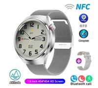 2025 Nouveau Pour Huawei Montre 4 Pro Mise À Niveau Gps Nfc Montre Intelligente Pour Hommes 360*360 Amoled Hd Bluetooth Appel Étanche Montre Intelligente.Silver Mesh Belt.Nfc Watch 4 Pro