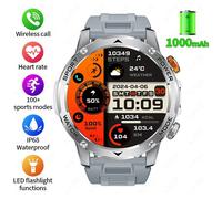 2025 Nouveau Pour Huawei Xiaomi 1000Mah Amoled Montre Intelligente Hommes Sport Fitness Lampe De Poche Led 3Atm Étanche Bt Appel Smartwatch.Grey.