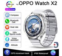 2025 Nouveau Pour Montre Oppo X2 Gps Montre Intelligente Hommes Haut De Gamme Hommes D'Affaires Bluetooth Appel Ip68 Étanche Fitness Tracker Montres Intelligentes.68Silver Steel.