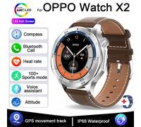 2025 Nouveau Pour Montre Oppo X2 Gps Montre Intelligente Hommes Haut De Gamme Hommes D'Affaires Bluetooth Appel Ip68 Étanche Fitness Tracker Montres Intelligentes.Brown Belt.