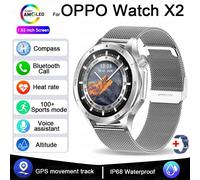 2025 Nouveau Pour Montre Oppo X2 Gps Montre Intelligente Hommes Haut De Gamme Hommes D'Affaires Bluetooth Appel Ip68 Étanche Fitness Tracker Montres Intelligentes.Silver Net.