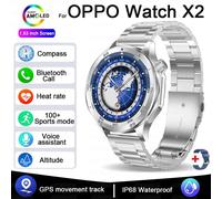 2025 Nouveau Pour Montre Oppo X2 Gps Montre Intelligente Hommes Haut De Gamme Hommes D'Affaires Bluetooth Appel Ip68 Étanche Fitness Tracker Montres Intelligentes.Silver Steel.