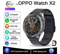 2025 Nouveau Pour Montre Oppo X2 Gps Montre Intelligente Hommes Haut De Gamme Hommes D'Affaires Bluetooth Appel Ip68 Étanche Fitness Tracker Montres Intelligentes.68Black Steel.