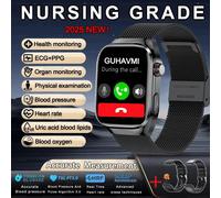 2025 nouveau pour XIAOMI acide uricique lipides sanguins montre intelligente hommes ECG + PPG pression artérielle oxygène sanguin Bluetooth appel santé Smartwatchs,Ceinture en Maille Noire 2A