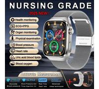 2025 nouveau pour XIAOMI acide uricique lipides sanguins montre intelligente hommes ECG + PPG pression artérielle oxygène sanguin Bluetooth appel santé Smartwatchs,Ceinture en Maille Argentée 2A