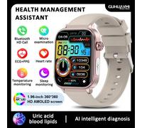 2025 nouveau pour Xiaomi lipides sanguins test d'acide uricique montre intelligente hommes ECG + PPG pression artérielle SP02 Bluetooth appel santé smartwatch Grey Precision Health