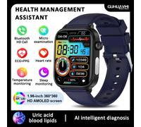 2025 nouveau pour Xiaomi lipides sanguins test d'acide uricique montre intelligente hommes ECG + PPG pression artérielle SP02 Bluetooth appel santé smartwatch Blue Precision Health