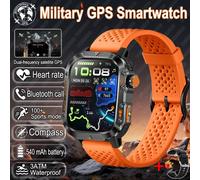 2025 Nouveau Pour Xiaomi Militaire En Plein Air Montre Intelligente Hommes Gps Bluetooth Appel 2.01 "Amoled Écran 3Atm Étanche Sport Smartwatch.Orange.3Atm Waterproof