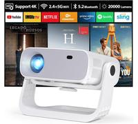 2025 Nouveau projecteur intelligent, applications intégrées, Android 11, 1080P natif avec prise en charge 4K, correction trapézoïdale, WiFi 6 et Bluetooth 5.2, 20 000 lumens, projecteur home ci