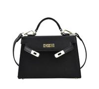 2025 nouveau sac à main texturé à verrouillage diagonal petit sac carré une épaule diagonale double usage matériau PU sac à la mode pour femme sac de navettage datant artefact polyvalent, Noir