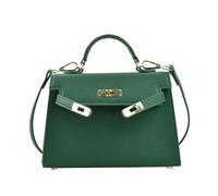2025 nouveau sac à main texturé à verrouillage diagonal petit sac carré une épaule diagonale double usage matériau PU sac à la mode pour femme sac de navettage datant artefact polyvalent, Vert