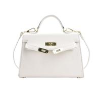 2025 nouveau sac à main texturé à verrouillage diagonal petit sac carré une épaule diagonale double usage matériau PU sac à la mode pour femme sac de navettage datant artefact polyvalent, blanc
