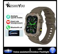 2025 nouveau sport montre intelligente Bluetooth parler lampe de poche LED multi-fonction Sports de plein air montre intelligente pour hommes femmes Golden