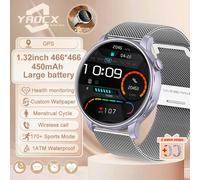 2025 Nouveau Sport Montre Intelligente Dame 170+Modes De Sport 1.32 Amoled Plein Écran Hd Tactile 1Atm Étanche Bt Appel Femmes Montre Intelligente.Sliver Mesh Belta.Gps