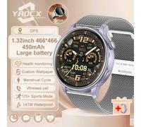 2025 Nouveau Sport Montre Intelligente Dame 170+Modes De Sport 1.32 Amoled Plein Écran Hd Tactile 1Atm Étanche Bt Appel Femmes Montre Intelligente.Sliver Mesh Belt.Gps
