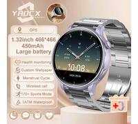 2025 Nouveau Sport Montre Intelligente Dame 170+Modes De Sport 1.32 Amoled Plein Écran Hd Tactile 1Atm Étanche Bt Appel Femmes Montre Intelligente.Sliver Steel Belt.Gps
