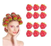 2025 nouveaux bigoudis sans chaleur aux fraises, rouleaux à cheveux en éponge douce, coiffure facile et confortable pendant le sommeil, pour longs courts les femmes(12PCS)