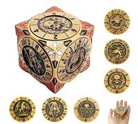 2025 Nouveaux dés toupie DND, Ensemble de dés métalliques 7-en-1 avec Relief 3D, dés polyédriques pour Jeux de rôle Donjons et Dragons, Accessoires D&D pour MJ et Joueurs (Or Antique)