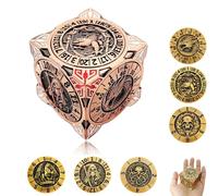 2025 Nouveaux dés toupie DND, Ensemble de dés métalliques 7-en-1 avec Relief 3D, dés polyédriques pour Jeux de rôle Donjons et Dragons, Accessoires D&D pour MJ et Joueurs (Copper)