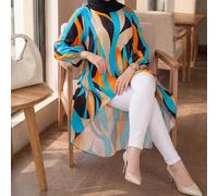 2025 Nouveaux T-shirts et blouses d'été élégants pour le bureau et les sorties, style bohème coloré, col rond, manches 3/4, grande taille. Hauts d'épaule dégagée style bohème, tenues de plage et de va