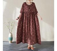 2025 Nouvelle arrivée d'été Robe à col rond à manches courtes à fleurs marguerite, Robe de vacances bohème décontractée, Robe élégante de vacances pour femmes en grande taille, Robe de mère, Robe viol