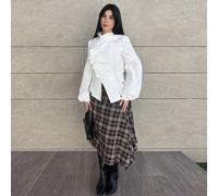 2025 Nouvelle arrivée Minimalisme Automne Hiver Femmes Couleur unie Volant Manche Bouffante Mode Blouse Chemise à volants Manche Lanterne Blouse Manche Bouffante Blouses Blanches Élégante Blouse Blanc