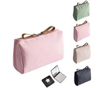 2025 Nouvelle Mini Pochette de Maquillage de Voyage rationalisée pour Les fraudes, Organisateur Portable pour Femmes d'eau, Rangement Compact, idéal pour la Lecture et l'organisation (Pink)