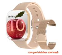 2025 Nouvelle Montre Gps 10 Montre Intelligente Hommes Hd Amoled Mémoire Musique 3D Surround Bluetooth Appel Étanche Smartwatch Femme+Boîte.Gold Mesh.Iw10