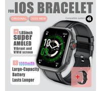 2025 Nouvelle Montre Intelligente Ai Voix Hommes Femmes 1.85 Pouces 1000Mah Ip68 Bluetooth Appel Pression Artérielle Fréquence Cardiaque 100+Montre Intelligente De Sport.Black Belt.1000Mah