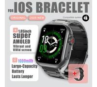 2025 Nouvelle Montre Intelligente Ai Voix Hommes Femmes 1.85 Pouces 1000Mah Ip68 Bluetooth Appel Pression Artérielle Fréquence Cardiaque 100+Montre Intelligente De Sport.Black Steel Belt.1000Mah