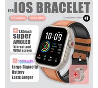 2025 Nouvelle Montre Intelligente Ai Voix Hommes Femmes 1.85 Pouces 1000Mah Ip68 Bluetooth Appel Pression Artérielle Fréquence Cardiaque 100+Montre Intelligente De Sport.Brown Belt.1000Mah