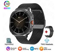 2025 Nouvelle Montre Ultra Dt 7 Gps Piste Montre Intelligente Hommes Tws Écouteurs 4Gb Bluetooth Appel Nfc Contrôle Fréquence Cardiaque Smartwatch Femmes.Black Mesh.