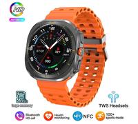 2025 Nouvelle Montre Ultra Dt 7 Gps Piste Montre Intelligente Hommes Tws Écouteurs 4Gb Bluetooth Appel Nfc Contrôle Fréquence Cardiaque Smartwatch Femmes.Orange Silicone.
