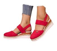 2025 Nouvelle Sandale femme compensée à Plateforme élastique, sandale Femme Été Confortable Compensée Nu Pied, Espadrille Bout fermé antidérapant, Plage Antidérapantes Chaussures avec Talon