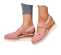 2025 Nouvelle Sandale femme compensée à Plateforme élastique, sandale Femme Été Confortable Compensée Nu Pied, Espadrille Bout fermé antidérapant, Plage Antidérapantes Chaussures avec Talon