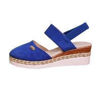 2025 Nouvelle Sandale femme compensée à Plateforme élastique, sandale Femme Été Confortable Compensée Nu Pied, Espadrille Bout fermé antidérapant, Plage Antidérapantes Chaussures avec Talon