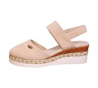 2025 Nouvelle Sandale Femme compensée à Plateforme élastique, Sandale Femme Été Confortable Compensée Nu Pied, Espadrille Bout fermé antidérapant, Plage Antidérapantes Chaussures avec Talon