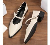2025 Nouvelles Ballerines à Bout Pointu du Printemps, Chaussures Femme à la Mode Élégantes et Minimalistes Polyvalentes, Blanc Talon Moyen Talon Compensé Épais CN35,CN36,CN37,CN38,CN39,CN40,CN41,CN42,