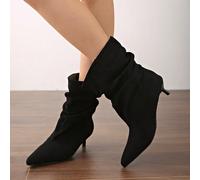 2025 Nouvelles bottes hautes plissées à talon de chaton, bottes de cavalière vintage à bout pointu au-dessus du genou CN34,CN35,CN36,CN37,CN38,CN39,CN40,CN41,CN42GéométriquePolyester