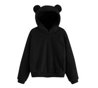 2025 Nouvelles Femmes 2025 Nouveaux Hommes Oreilles d'ours Sweat à Capuche Polaire Pull Chaud avec Confortable pour Adultes, Noir , M