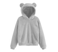 2025 Nouvelles Femmes 2025 Nouveaux Hommes Oreilles d'ours Sweat à Capuche Polaire Pull Chaud avec Confortable pour Adultes, gris, S