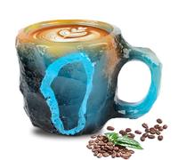 2025 Nouvelles tasses en cristal minéral naturel, tasses à café en cristal minéral avec anse pour thé au lait, chocolat chaud (bleu)