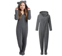 2025 Onesie Combinaison de pyjama en polaire pour enfants filles et garçons avec capuche - Manches longues moelleuses Combinaison intégrale festive en peluche épaisse Costume Costume Combinaison avec