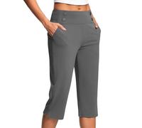2025 Pantacourt Femme Été Grande Taille Pantalon 3/4 Femme Taille Élastique Pantalon de Jogging Léger Corsaire Sport de Couleur Unie Pants Stretch Confort avec Poches Pantalons Loisirs pour Yoga