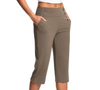 2025 Pantacourt Femme Été Grande Taille Pantalon 3/4 Femme Taille Élastique Pantalon de Jogging Léger Corsaire Sport de Couleur Unie Pants Stretch Confort avec Poches Pantalons Loisirs pour Yoga
