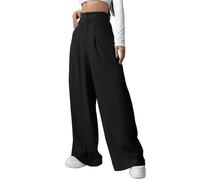 2025 Pantalon de costume pour femme - Taille haute - Pantalon ample - Pantalon large - Couleur unie - Stretch - Pantalon d'affaires confortable - Taille élastique - Pantalon de loisirs avec poches et