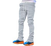 2025 Pantalon de loisirs pour homme Sport Casual Quatre saisons Pantalon long évasé Slim Fit Cravate Taille élastique Pantalon uni, gris, XXL