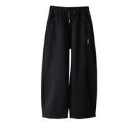 2025 - Pantalon de survêtement pour femme à jambes larges - Pantalon en molleton ample avec cordon de serrage et coupe décontractée pour filles, imprimé léopard, Noir , 12-13 ans