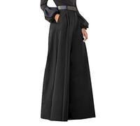 2025 Pantalon Large Femme Fluide Ete- Pantalon Taille Haute Nouveau Style Évasé Casual Couleur Unie Coupe Ample Chic Et Élégants Droit avec Poches Confortable Passe-Partout Pants pour Party